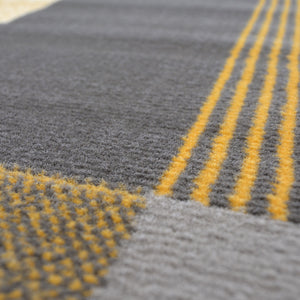 Ochre Patchwork Living Room Rug - Islay