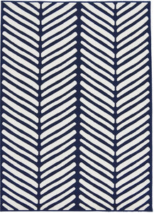 Navy Herringbone Living Room Rug - Islay