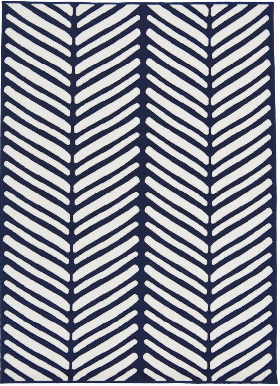 Navy Herringbone Living Room Rug - Islay