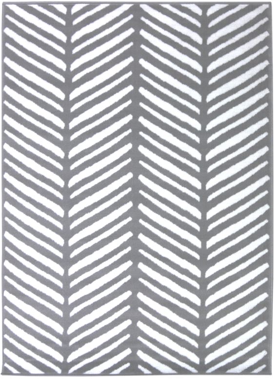 Grey Herringbone Living Room Rug - Islay