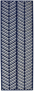 Navy Herringbone Living Room Rug - Islay