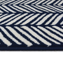 Load image into Gallery viewer, Navy Herringbone Living Room Rug - Islay