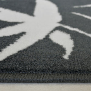 Black Tropical Flatweave Living Room Rug - Islay