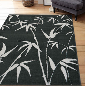 Black Tropical Flatweave Living Room Rug - Islay