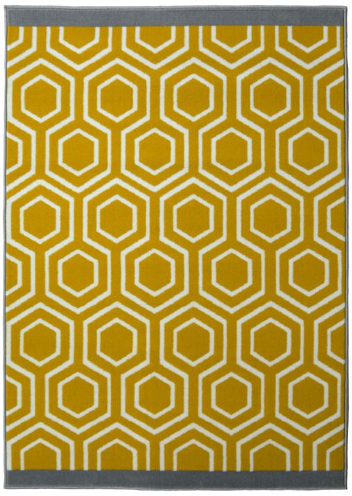Yellow Geometric Flatweave Living Room Rug - Islay