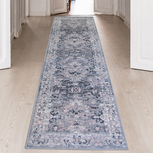 Traditional Grey Oriental Living Room Rug - Islay