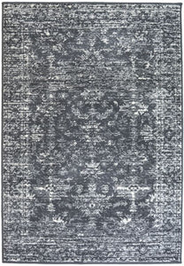 Charcoal Grey Distressed Living Room Rug - Islay