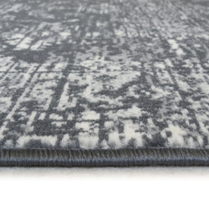 Charcoal Grey Distressed Living Room Rug - Islay
