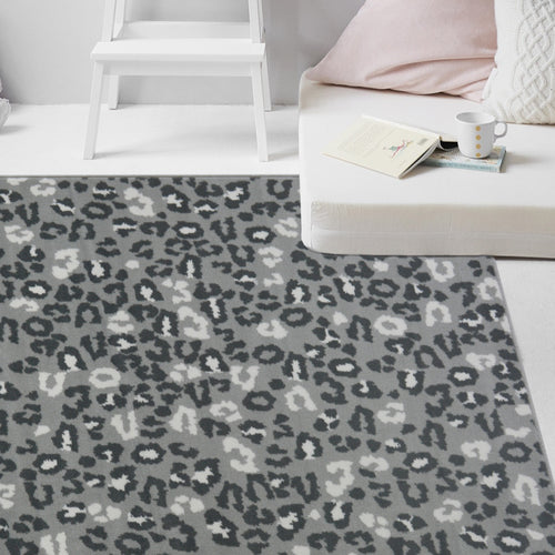 Contemporary Grey Leopard Print Rug - Islay