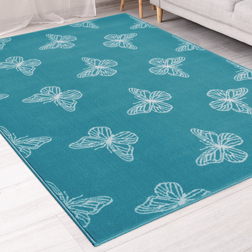 Teal Summertime Butterfly Rug - Islay