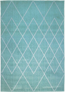 Light Blue Moroccan Trellis Flatweave Rug - Islay
