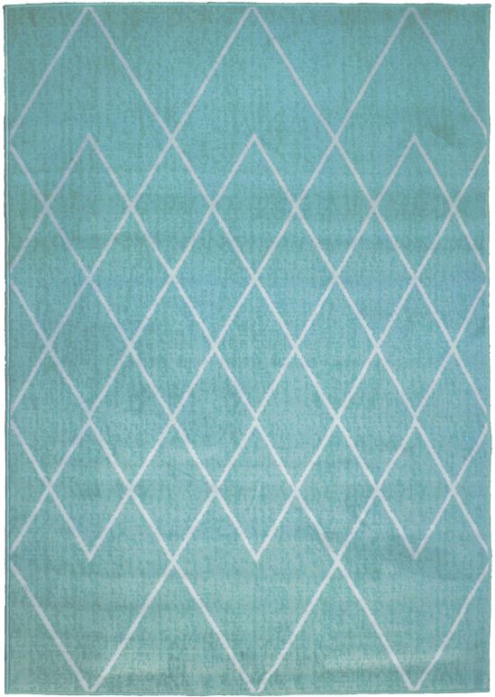 Light Blue Moroccan Trellis Flatweave Rug - Islay