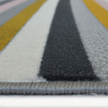 Load image into Gallery viewer, Ochre, Pink and Grey Striped Living Room Rug - Islay