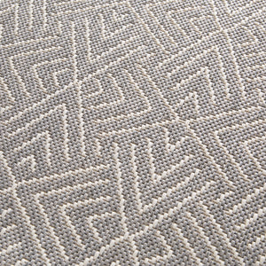 Grey Aztec Washable Outdoor Garden Rug - Ota