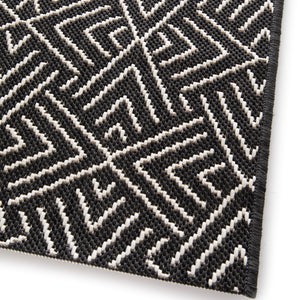 Black Tribal Washable Indoor Outdoor Rug - Ota