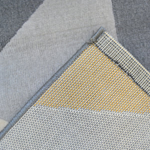 Mustard Yellow & Grey Geometric Flatweave Rug - Ballina