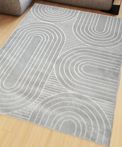 Retro Grey Geometric Living Room Rug - Dorsey