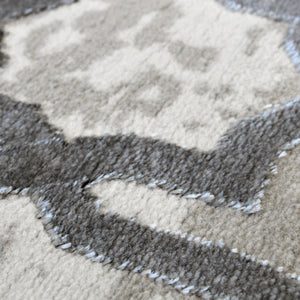 Grey Carved Aztec Living Room Rug - Holm