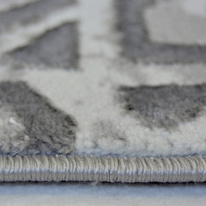 Grey Carved Aztec Living Room Rug - Holm