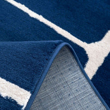 Load image into Gallery viewer, Navy Blue Geometric Flatweave Rug - Memphis