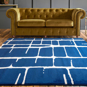 Navy Blue Geometric Flatweave Rug - Memphis