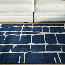 Load image into Gallery viewer, Navy Blue Geometric Flatweave Rug - Memphis