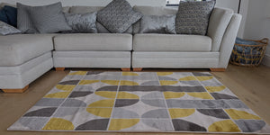 Yellow and Grey Geometric Flatweave Rug - Memphis