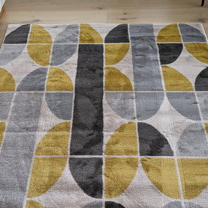 Yellow and Grey Geometric Flatweave Rug - Memphis