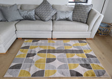 Load image into Gallery viewer, Yellow and Grey Geometric Flatweave Rug - Memphis