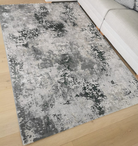 Emerald Green and Grey Abstract Rug - Tronso