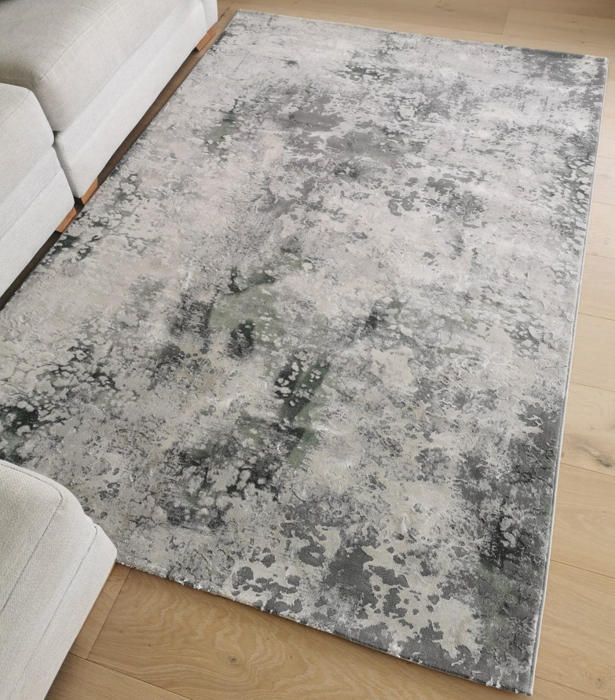 Emerald Green and Grey Abstract Rug - Tronso