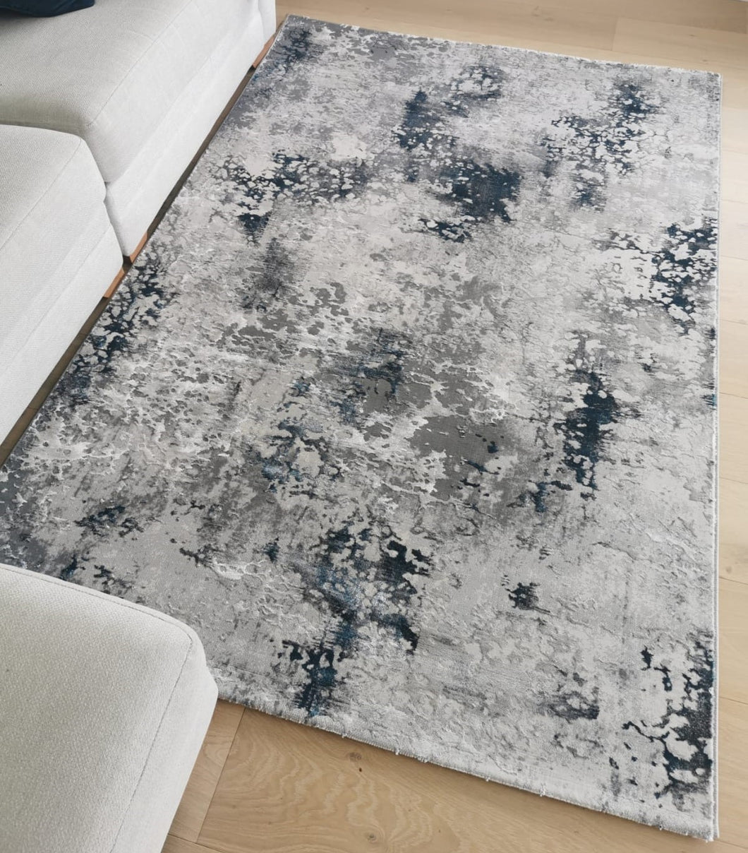 Navy and Grey Abstract Rug - Tronso