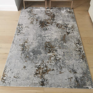 Mustard and Grey Abstract Rug - Tronso