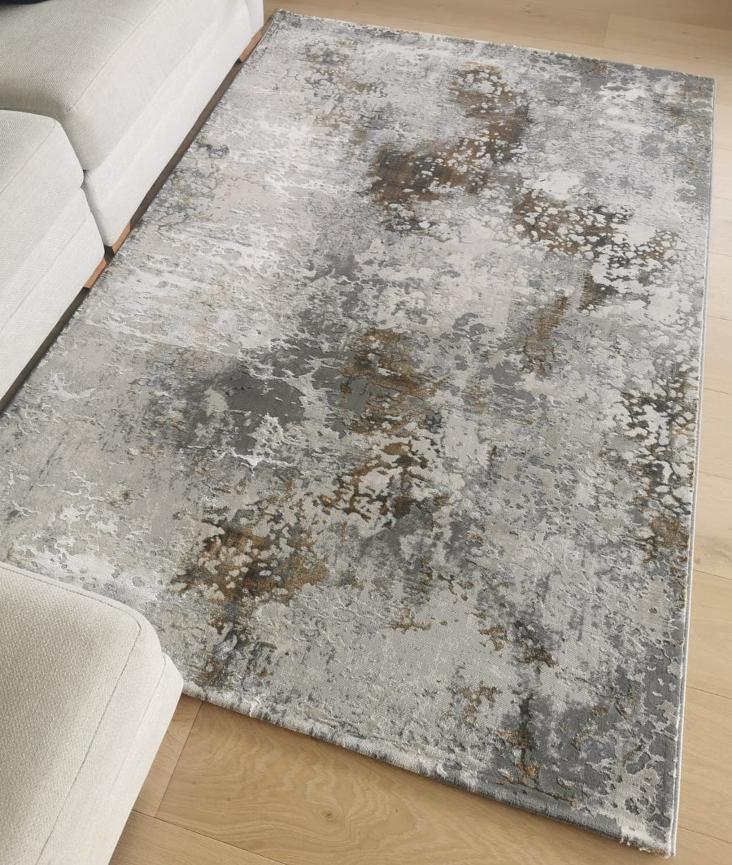 Mustard and Grey Abstract Rug - Tronso