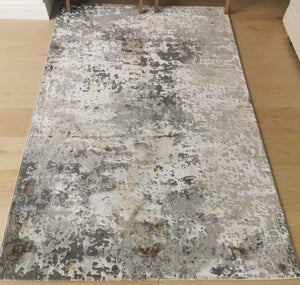 Mustard and Grey Abstract Rug - Tronso
