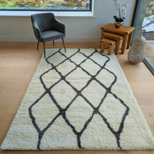 Ivory Moroccan Trellis Shaggy Rugs - Alaska