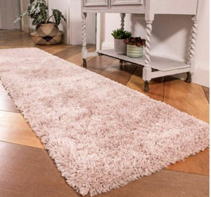 Blush Pink Fluffy High Pile Shaggy Rug - Hackney