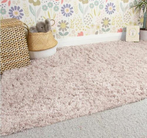 Blush Pink Fluffy High Pile Shaggy Rug - Hackney