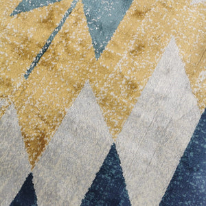 Navy Blue and Ochre Tribal Living Room Rug - Bergen