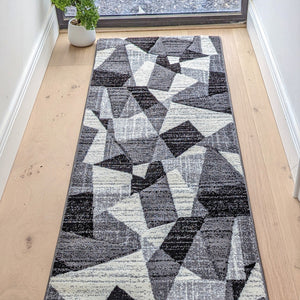 Modern Grey Abstract Living Room Rug - Boston