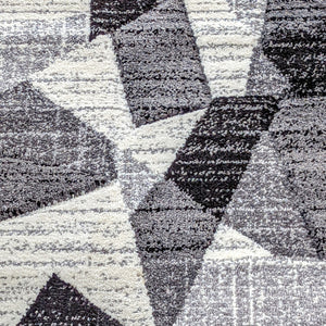 Extra Long Geometric Grey Runner Rug - Boston