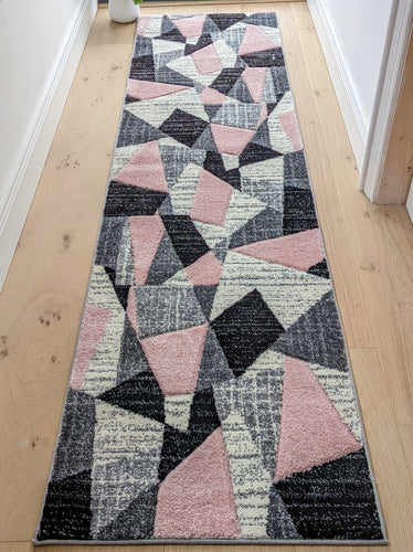 Blush Pink Abstract Hall Runner Rugs - Boston