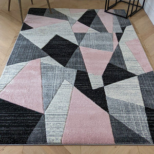 Blush Pink Abstract Hall Runner Rugs - Boston