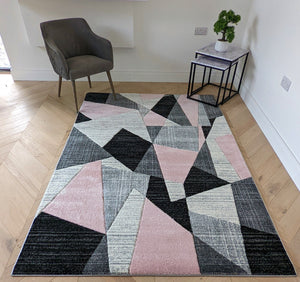 Blush Pink Abstract Hall Runner Rugs - Boston