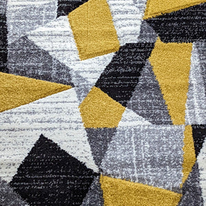 Long Ochre Yellow Abstract Runner Rug - Boston