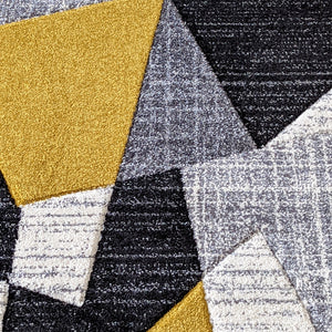 Ochre Yellow Abstract Living Room Rug - Boston