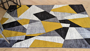 Ochre Yellow Abstract Living Room Rug - Boston