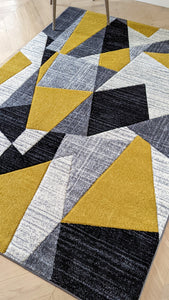 Ochre Yellow Abstract Living Room Rug - Boston