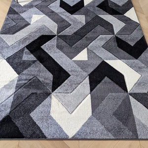 Herringbone Grey Hallway Runner Rug - Boston