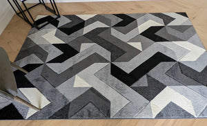 Herringbone Grey Hallway Runner Rug - Boston